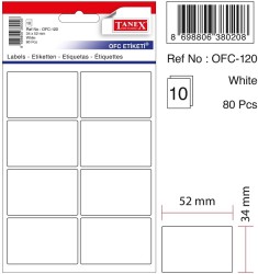 Tanex Ofis Etiketi 52x34mm Beyaz - Tanex