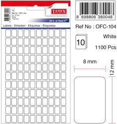Tanex Ofis Etiketi 8x12mm Beyaz - Tanex