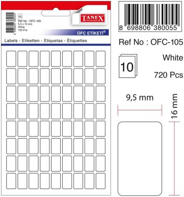 Tanex Ofis Etiketi 9.5x16mm Beyaz - 1