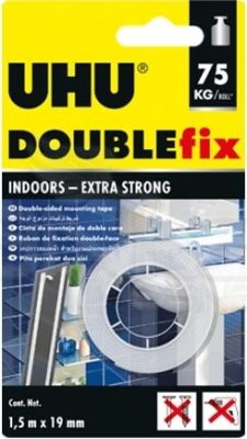 Uhu DoubleFix Güçlü Çift Taraflı Montaj Bantı - Rulo (1,5mt.x19mm.) - 1