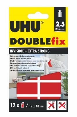 Uhu DoubleFix Şeffaf Güçlü Montaj Bantı Şerit (19mm x 40mm) 12 Adet - 1