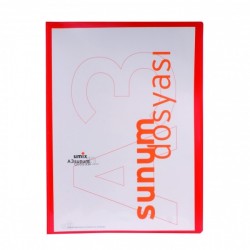 Umix Önden Cepli Sunum Dosyası A3 10'lu Kırmızı - Umix