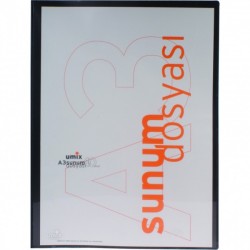 Umix Önden Cepli Sunum Dosyası A3 40'lı Siyah - Umix