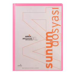 Umix Önden Cepli Sunum Dosyası A4 80’li Pembe - Umix
