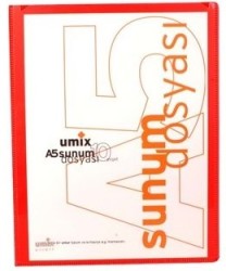 Umix Önden Cepli Sunum Dosyası A5 10'lu Kırmızı - Umix