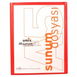 Umix Önden Cepli Sunum Dosyası A5 20'li Kırmızı - Umix