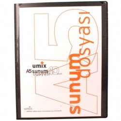 Umix Önden Cepli Sunum Dosyası A5 40'lı Siyah - Umix