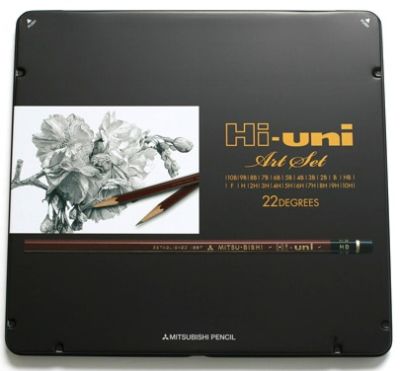 Uni-ball Hi-Uni Ahşap Kalem Sanat Set 10B - 10H / 22li Set - 1