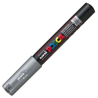 Uni PC-1M Posca Renkli Poster Markörü (0.7 mm) Gümüş - 1