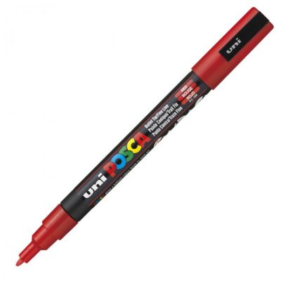 Uni PC-3M Posca Renkli Poster Markörü (0.9-1.3 mm) Kırmızı - 1