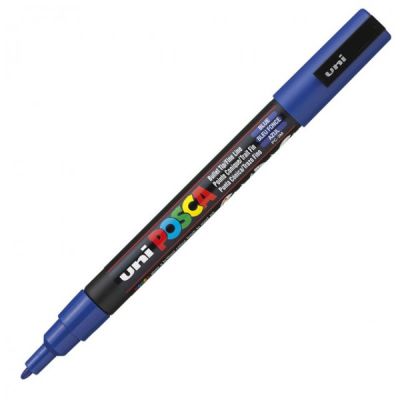 Uni PC-3M Posca Renkli Poster Markörü (0.9-1.3 mm) Mavi - 1