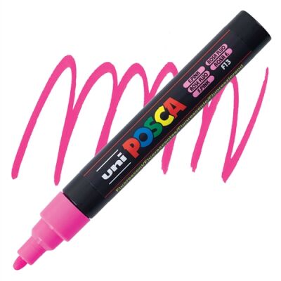 Uni PC-5M Posca Renkli Poster Markörü (1.8-2.5 mm) Floresan Pembe - 1