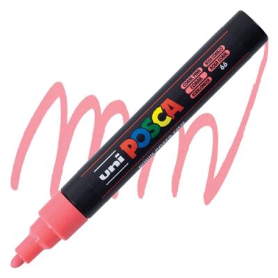 Uni PC-5M Posca Renkli Poster Markörü (1.8-2.5 mm) Mercan Pembe - 1