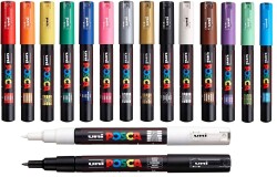 Uni Posca Pc-1m 14 Renk + 1 Siyah – 1 Beyaz (Toplam 16 Kalem) - Uni-Ball