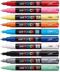 Uni Posca PC-1M Renkli Poster Markörü 0.7 mm 10'lu Set - Uni-Ball