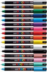 Uni Posca PC-1MR Renkli Poster Markörü (0.7 mm) 16'lı Set - Uni-Ball