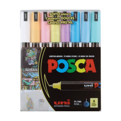 Uni Posca PC-1MR Renkli Poster Markörü 0.7 mm 8'li Set Soft Renkler - Uni-Ball
