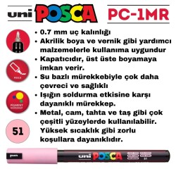 Uni Posca PC-1MR Renkli Poster Markörü (0.7 mm) Açık Pembe - 5