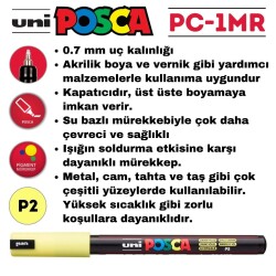Uni Posca PC-1MR Renkli Poster Markörü (0.7 mm) Güneş Sarısı - 5