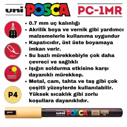 Uni Posca PC-1MR Renkli Poster Markörü (0.7 mm) Kayısı - 5