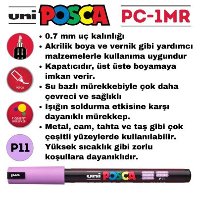 Uni Posca PC-1MR Renkli Poster Markörü (0.7 mm) Lavanta - 5