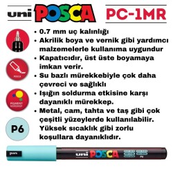 Uni Posca PC-1MR Renkli Poster Markörü (0.7 mm) Su Yeşili - 5