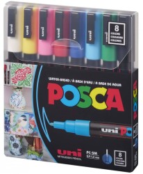 Uni Posca PC-3M Boyama Markörü 0.9-1.3 mm 8'li Set Ana Renkler - Uni-Ball