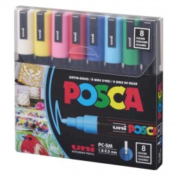 Uni Posca PC-5M Boyama Markörü 1.8-2.5 mm 8'li Set Ana Renkler - Uni-Ball