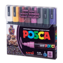 Uni Posca PC-5M Boyama Markörü 1.8-2.5 mm 8'li Set Koyu Renkler - Uni-Ball