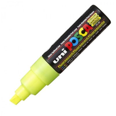 Uni Posca PC-8K Renkli Poster Markörü (0.8 mm) Floresan Sarı - 1
