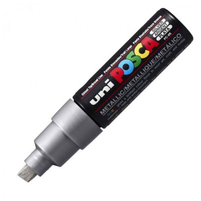 Uni Posca PC-8K Renkli Poster Markörü (0.8 mm) Gümüş - 1