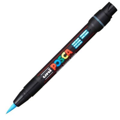 Uni Posca PCF-350 Fırça Uçlu Markör (1-10 mm) Açık Mavi - 1