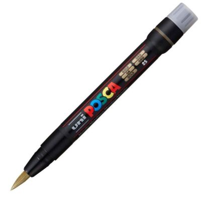 Uni Posca PCF-350 Fırça Uçlu Markör (1-10 mm) Altın - 1