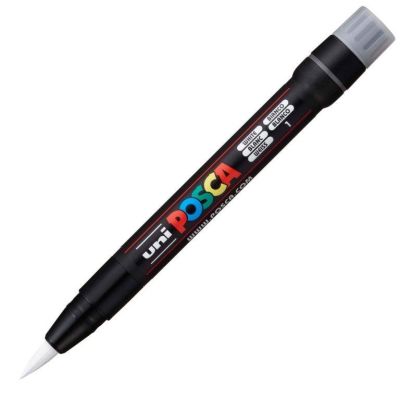 Uni Posca PCF-350 Fırça Uçlu Markör (1-10 mm) Beyaz - 1