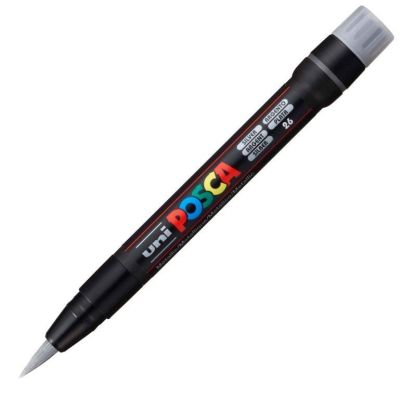 Uni Posca PCF-350 Fırça Uçlu Markör (1-10 mm) Gümüş - 1