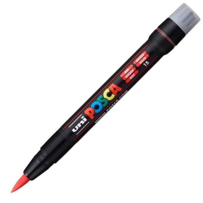 Uni Posca PCF-350 Fırça Uçlu Markör (1-10 mm) Kırmızı - 1