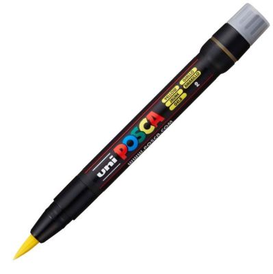 Uni Posca PCF-350 Fırça Uçlu Markör (1-10 mm) Sarı - 1