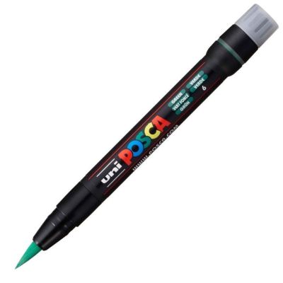 Uni Posca PCF-350 Fırça Uçlu Markör (1-10 mm) Yeşil - 1