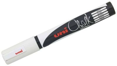 Uni PWE-5M Chalk Su Bazlı Siyah Tahta Markörü (1.8-2.5mm) Beyaz - 1