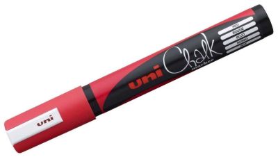 Uni PWE-5M Chalk Su Bazlı Siyah Tahta Markörü (1.8-2.5mm) Kırmızı - 1