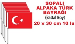 Vatan - Vatan 20x30cm.Sopalı Alpaka Türk Bayrağı