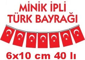 Vatan 6x10cm.Minik İpli Bayrak 40’lı - 1