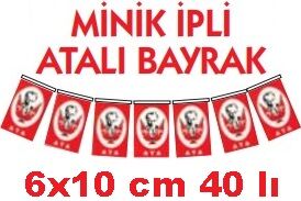 Vatan 6x10cm.Minik İpli Atalı Bayrak 40’lı - 1